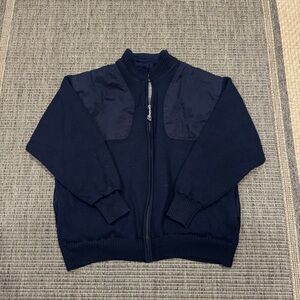 Orvis 100% Wool Men's Dark Blue Zip-Up Sweater